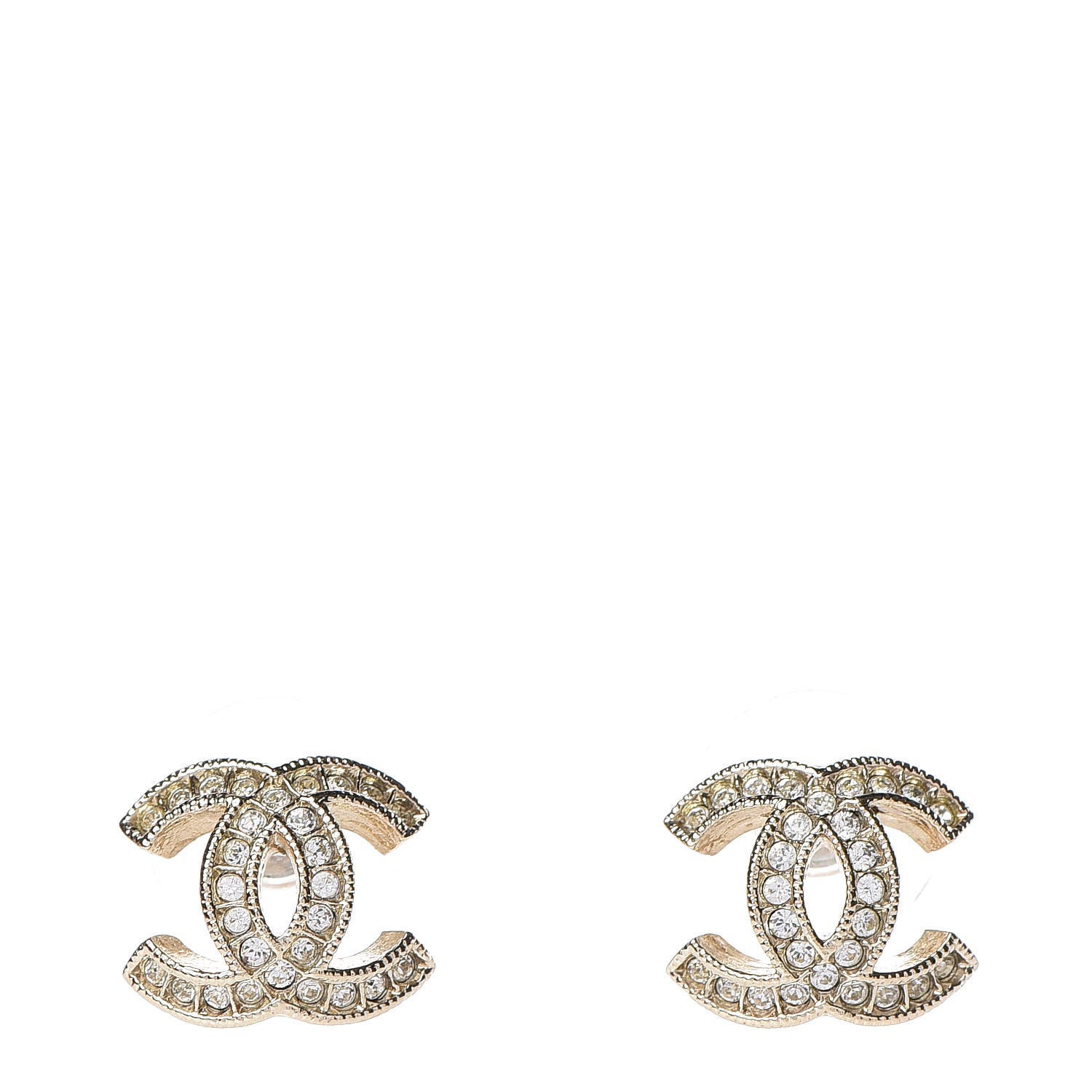 Chanel Crystal CC Earrings Light Gold 1 of 5