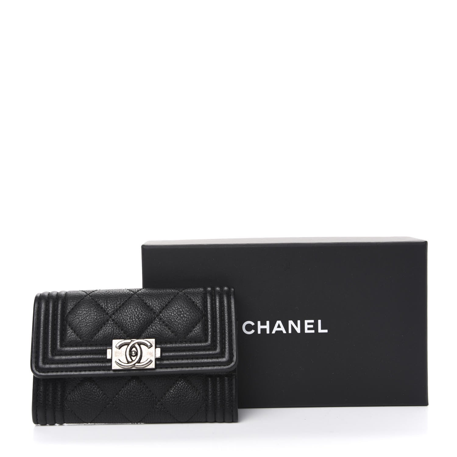 Chanel Calfskin Quilted Boy Flap Card Holder Black 9 of 9