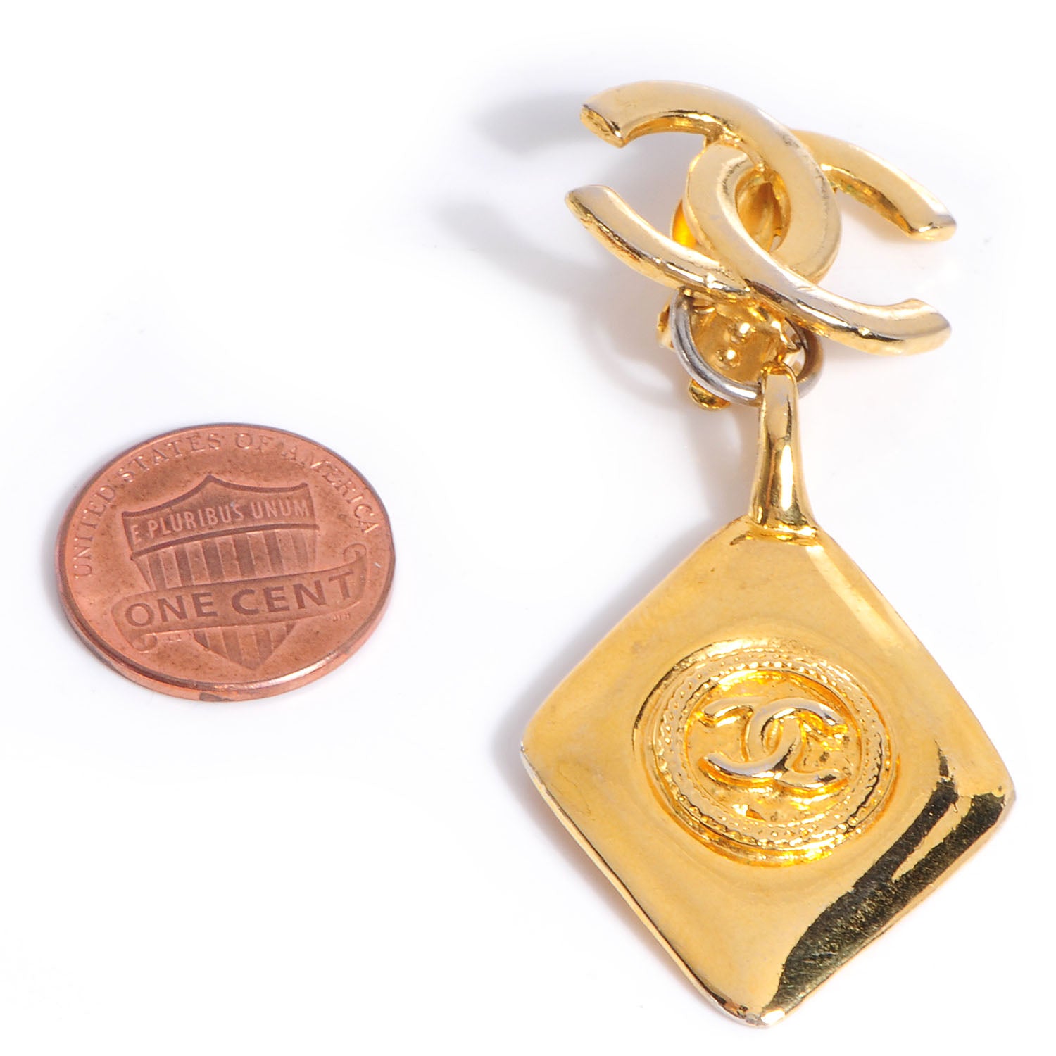 Chanel CC Drop Clip On Earrings Gold 2 of 7