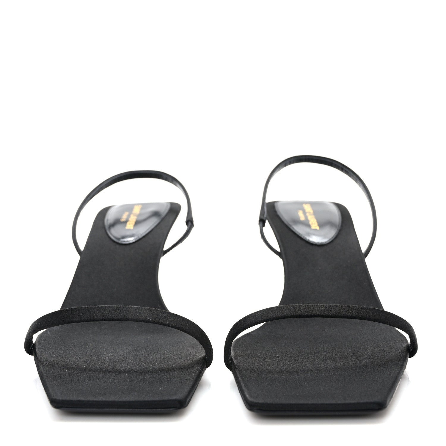 Saint Laurent Satin Slingback Jaspe 55 Sandals 40 Black 2 of 8