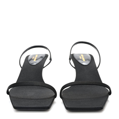 Saint Laurent Satin Slingback Jaspe 55 Sandals 40 Black 2 of 8