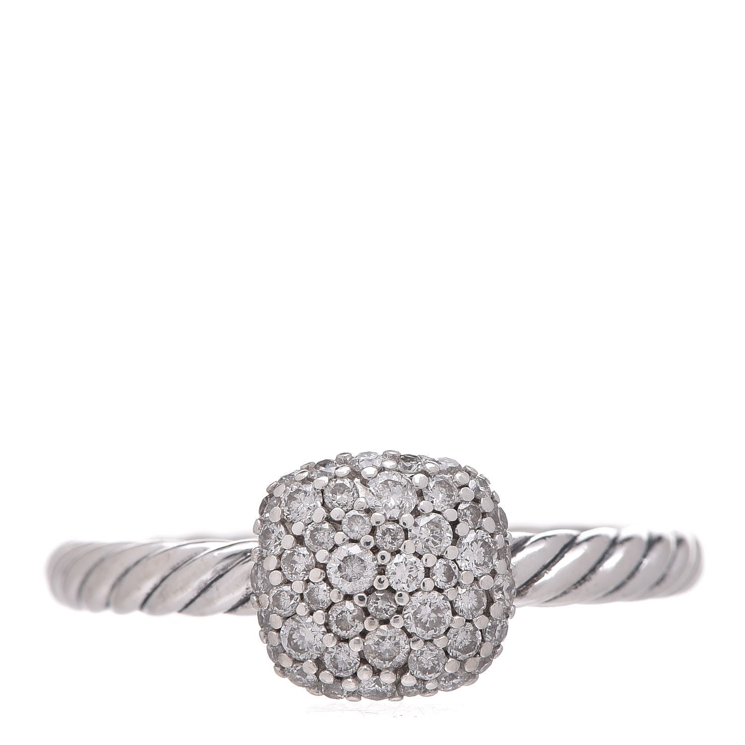 David Yurman Sterling Silver Diamond 8mm Petite Pave Ring 52 6 1 of 4