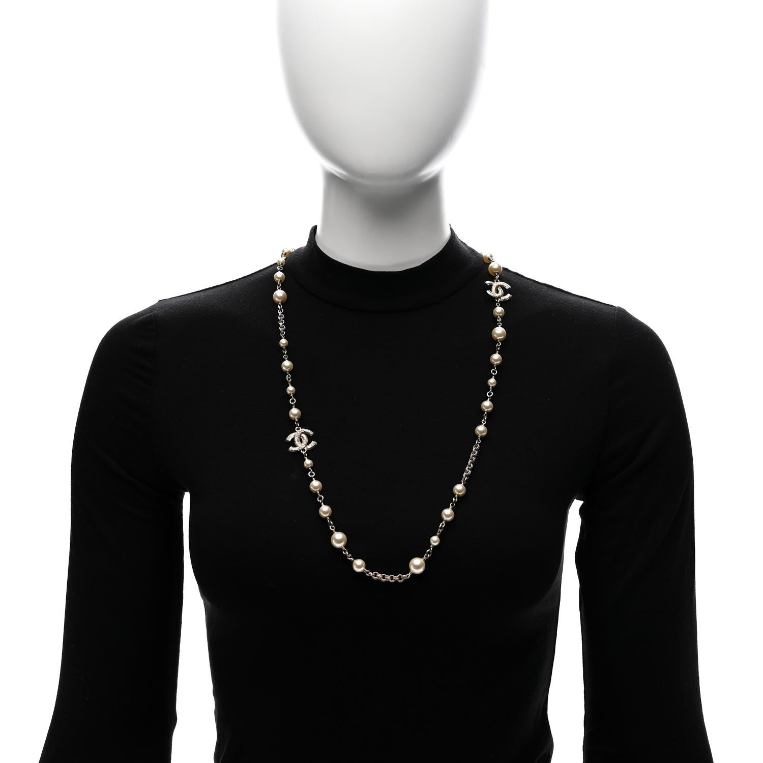 Chanel Pearl CC Necklace Light Gold 2 of 7
