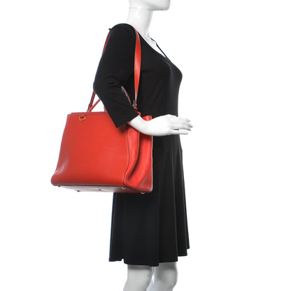 Fendi Vitello Elite Flamingo Regular 2Jours Tote Rosso Fiamma 3 of 13