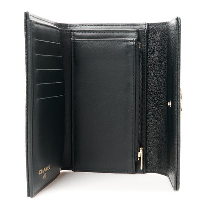 Chanel Caviar Quilted Studded CC Medium Flap Wallet Black 6 of 11