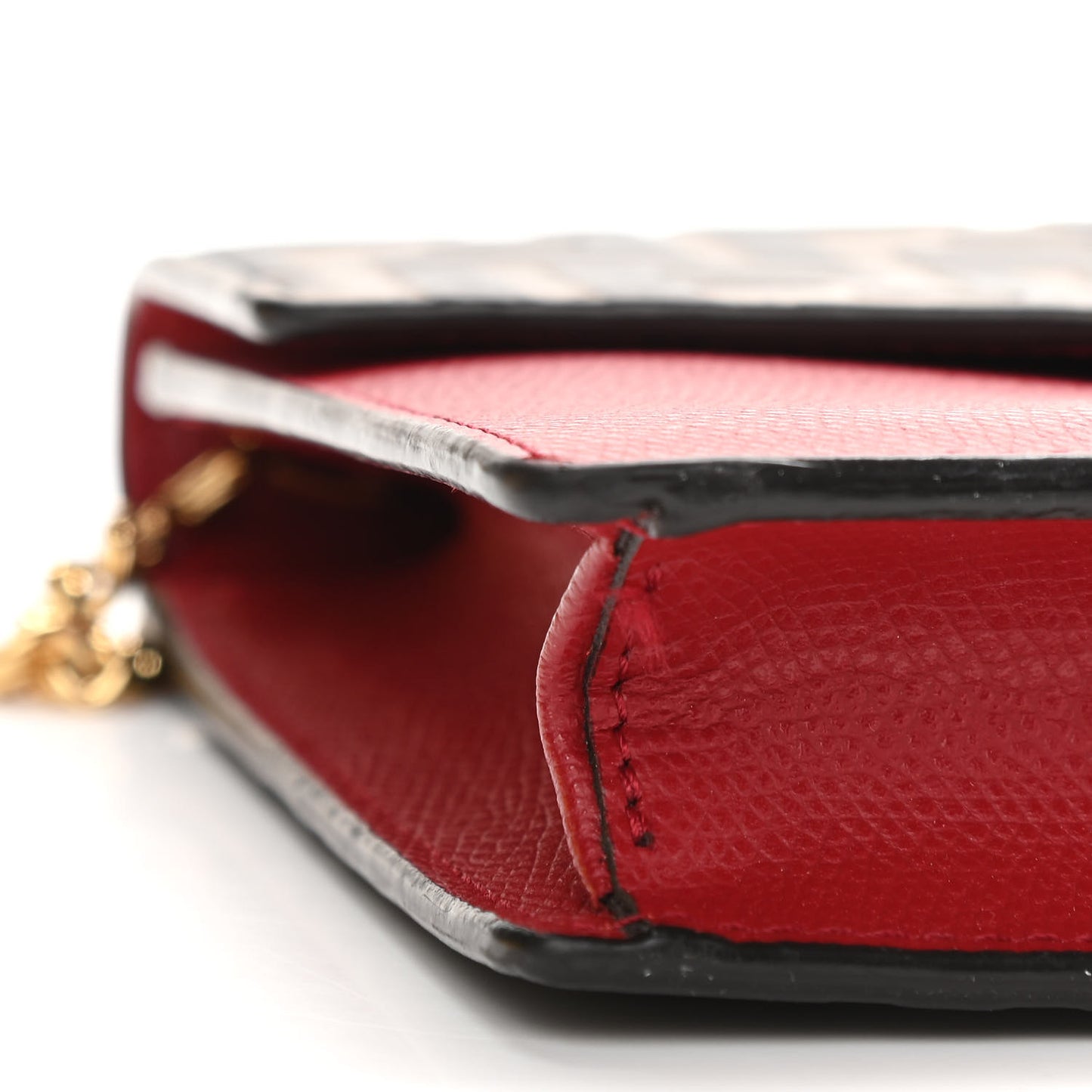 Vitello Cruise F is Fendi FF 1974 Embossed Medium Envelope Wallet On Chain Fragola Maya Black