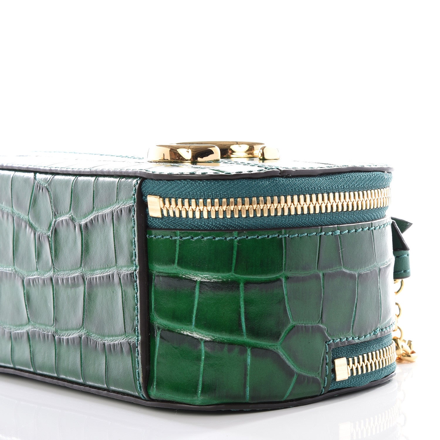 Chloe Calfskin Crocodile Embossed Mini C Vanity Bag Woodsy Green 9 of 12