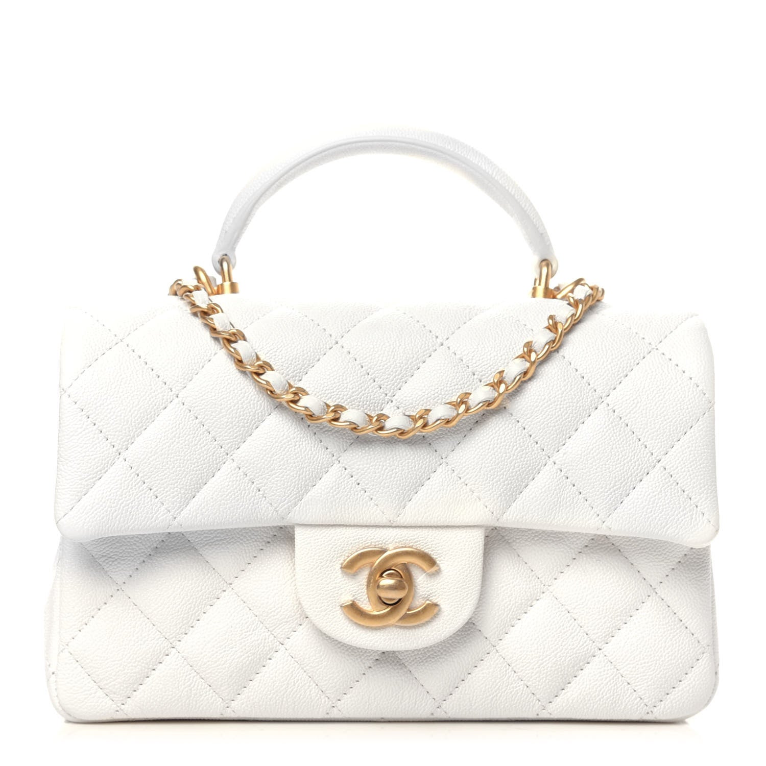 Chanel Caviar Quilted Mini Top Handle Rectangular Flap White 1 of 10