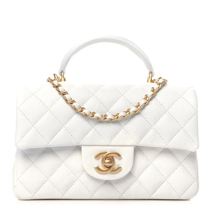 Chanel Caviar Quilted Mini Top Handle Rectangular Flap White 1 of 10