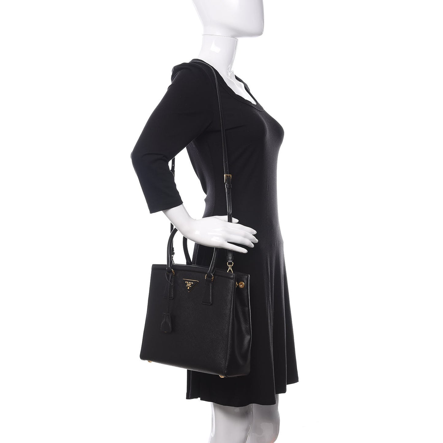 Saffiano Lux Small Parabole Tote Black