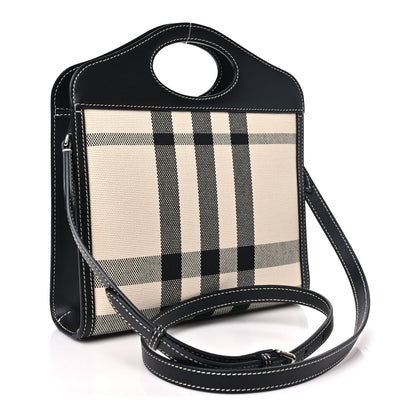 Burberry Smooth Calfskin Archive Canvas Check Mini Pocket Bag Butter Beige Black Butter Beige Black 3 of 9