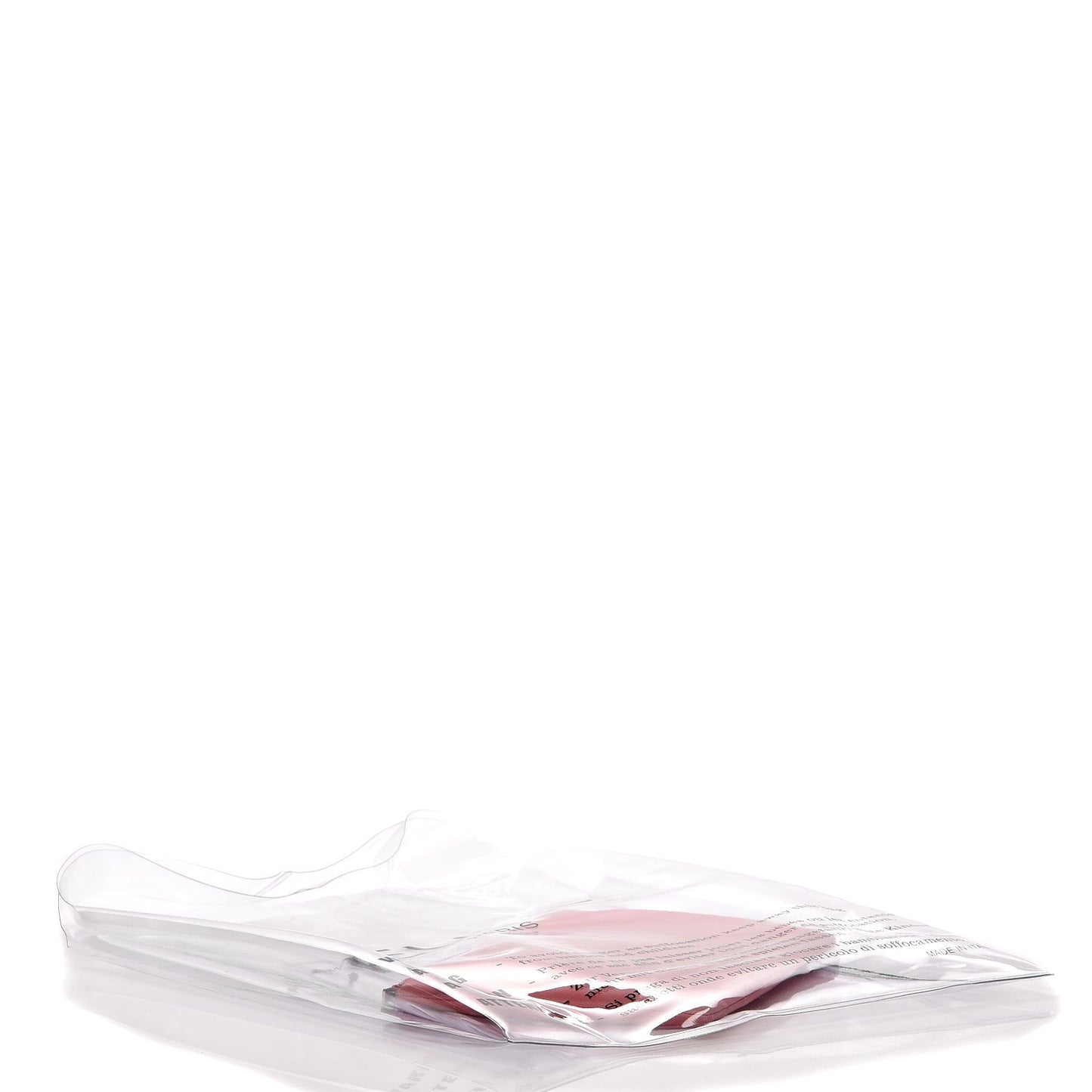 Plastic Bag with Cloudy Lambskin Solo Zip Pouch Clutch Pink