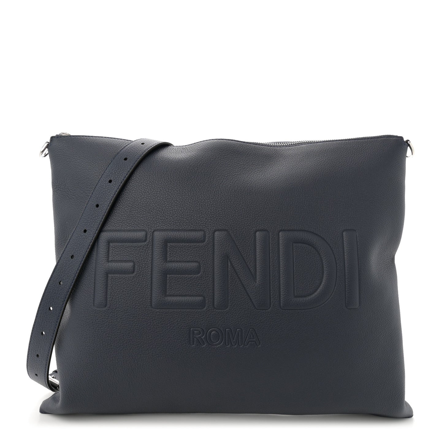 Vitello Cher Logo Embossed After Messenger Bag Dark Blue