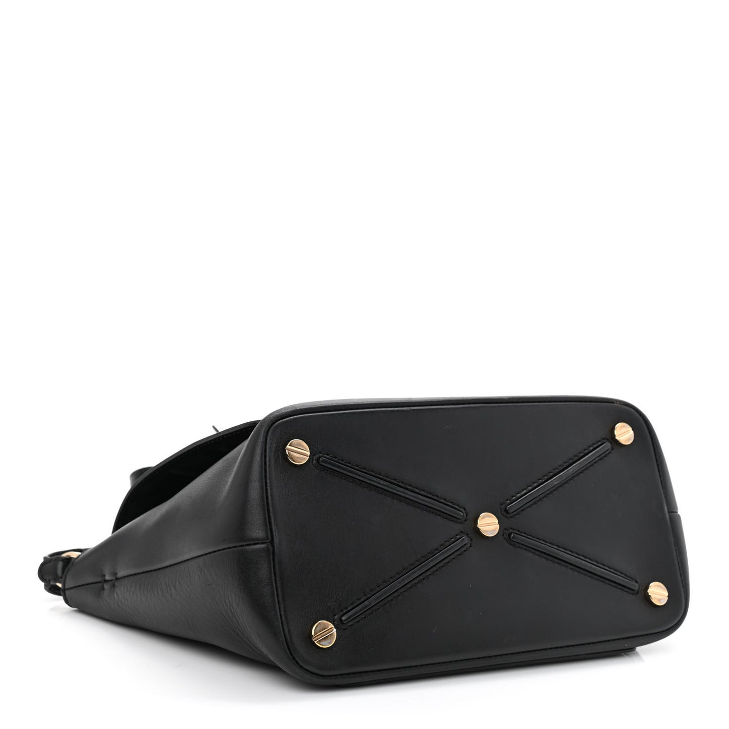 Calfskin Small Rockstud Demilune Double Handle Satchel Black