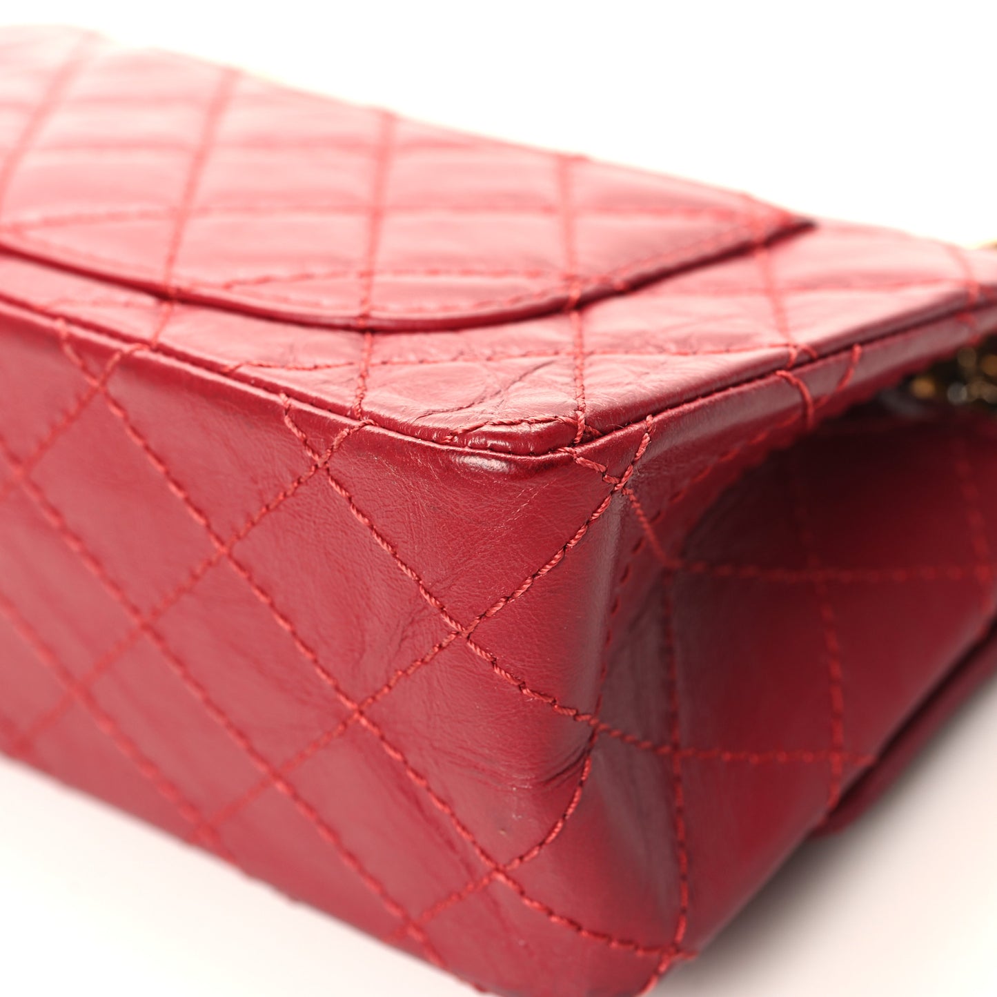 Aged Calfskin Quilted 2.55 Reissue Mini Flap Red