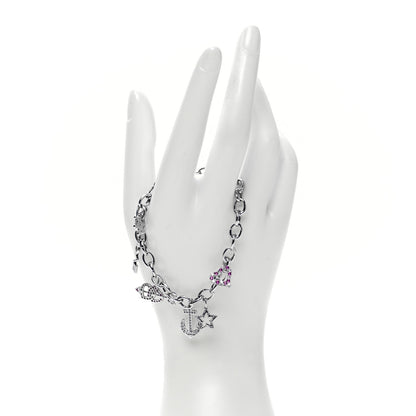 Tiffany Platinum Diamond Pink Sapphire Clasping Link 7 Charm Bracelet 2 of 6