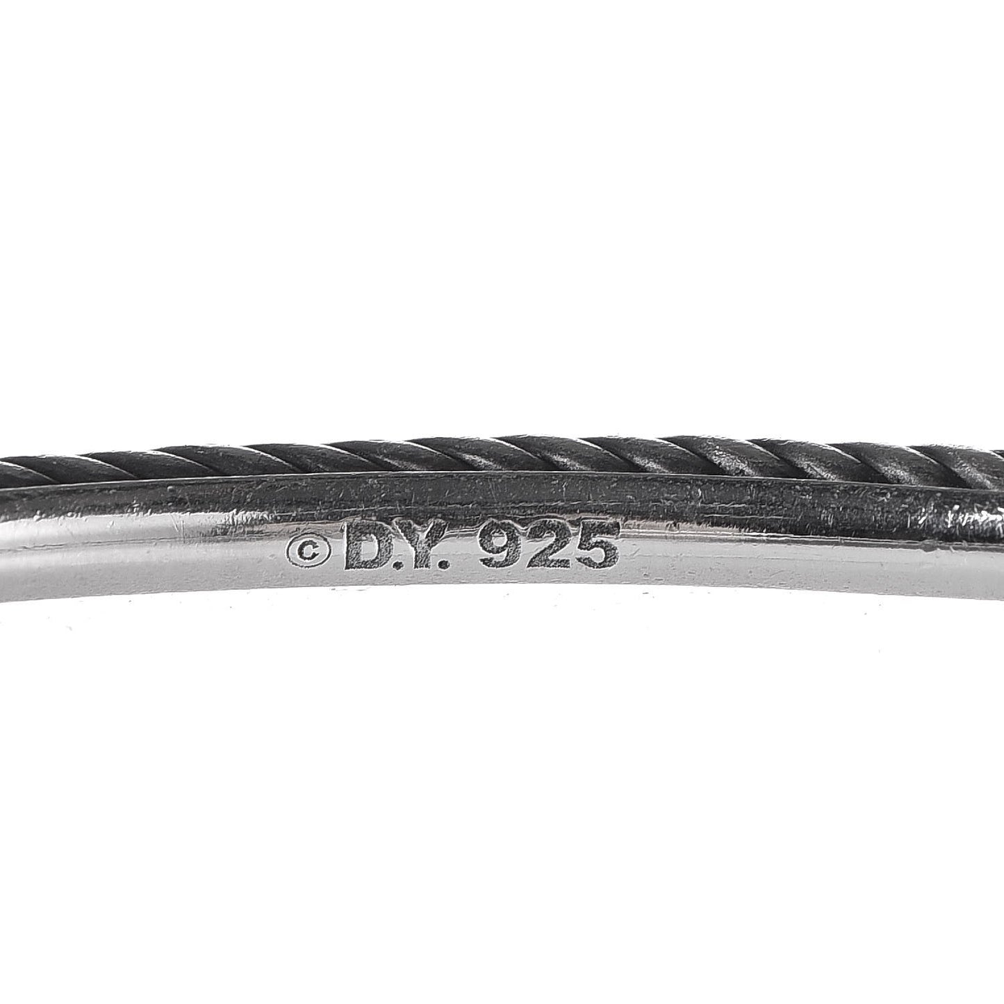 Sterling Silver Diamond 3mm Heart Cable Bangle