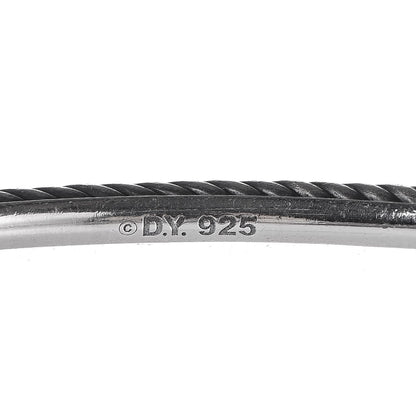 David Yurman Sterling Silver Diamond 3mm Heart Cable Bangle 5 of 5
