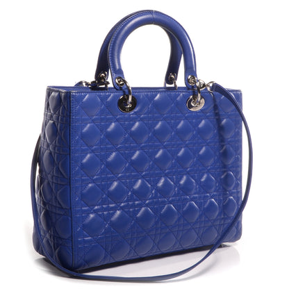 Christian Dior Lambskin Cannage Large Lady Dior Blue Persan 3 of 7