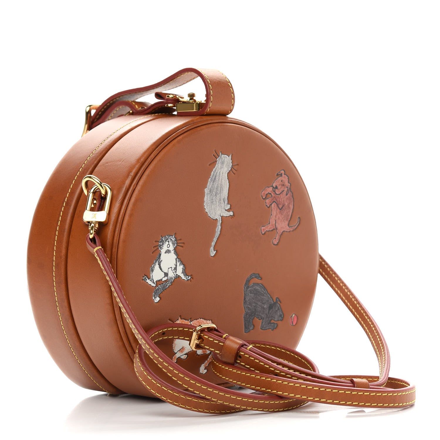 Louis Vuitton Calfskin Catogram Petite Boite Chapeau Tan 2 of 10