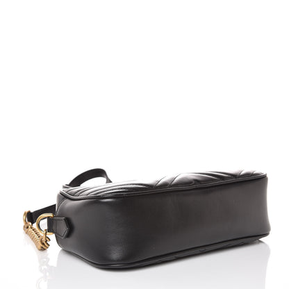 Gucci Calfskin Matelasse Small GG Marmont Chain Shoulder Bag Black 4 of 12