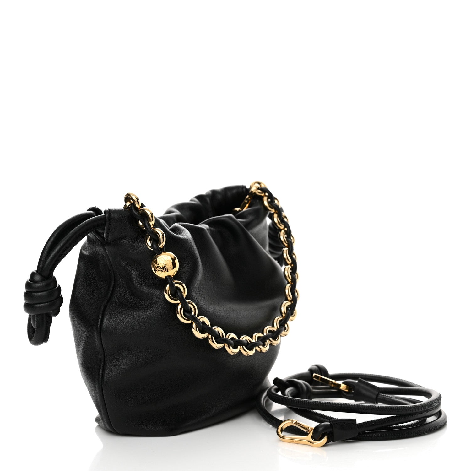 Loewe Nappa Calfskin Mini Flamenco Knot Clutch With Chain Black 3 of 11