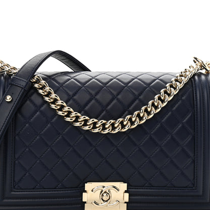 Chanel Lambskin Quilted New Medium Boy Flap Navy Blue 8 of 11