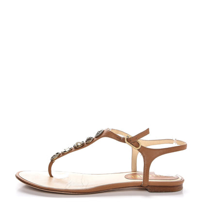 Chanel Calfskin Medallion Thong Sandals 38 Beige 1 of 9