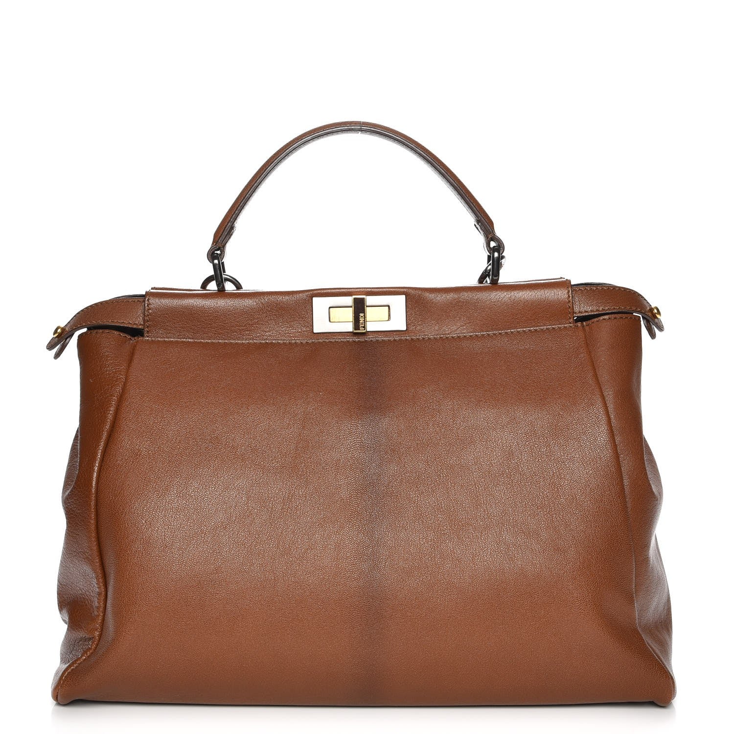 Fendi Goatskin Zucca Large Peekaboo Iconic Satchel Cuoio Tobacco Moro 1 of 9