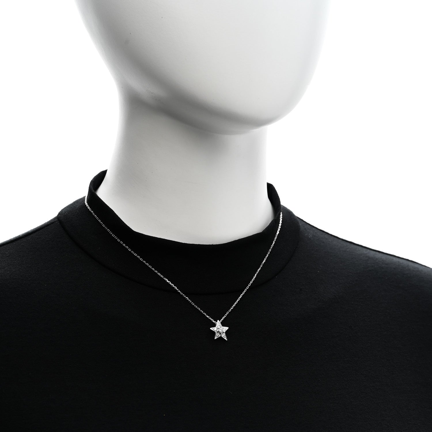 Chanel 18K White Gold Diamond Small Comete Geode Pendant Necklace 2 of 6