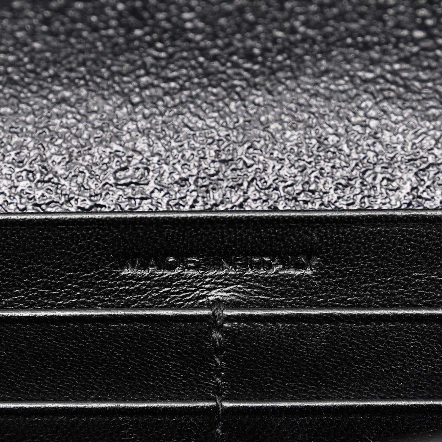 Grained Metallic Calfskin Monogram Chain Wallet Black