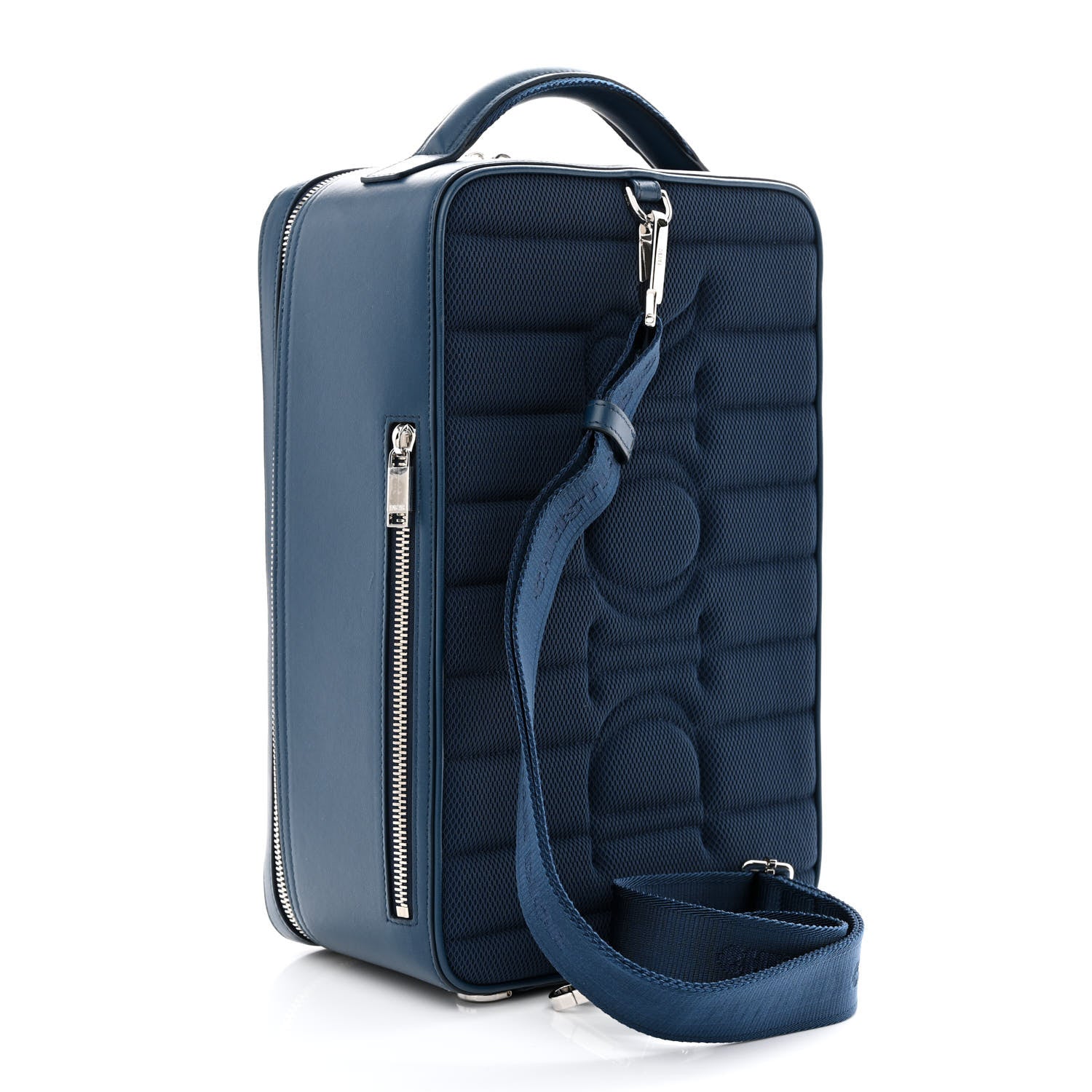 Christian Dior Calfskin Perforated Oblique Galaxy Marsupio World Tour Pelle Sling Navy Blue 3 of 10