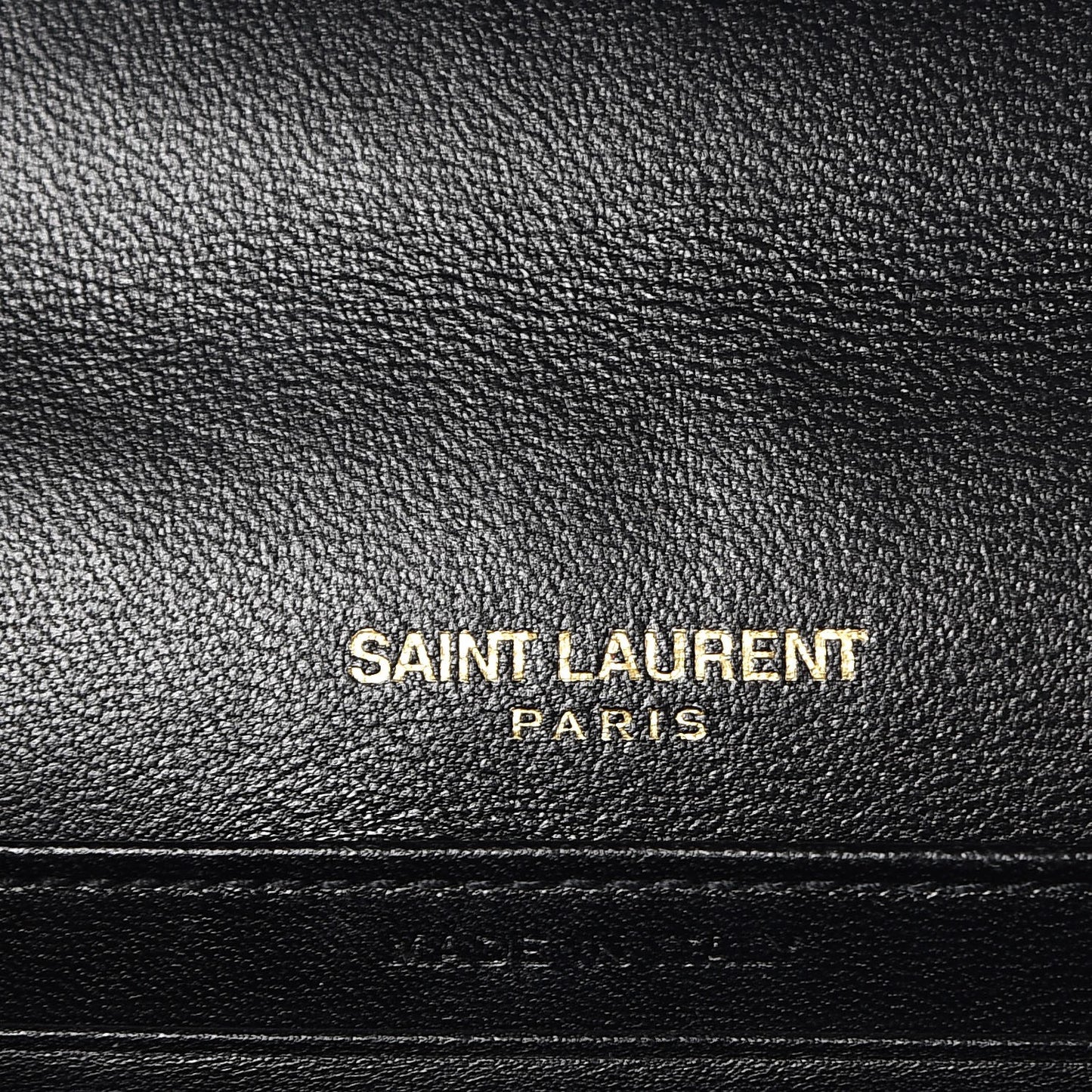 Metallic Calfskin Striped Small Monogram Kate Satchel Black Gold