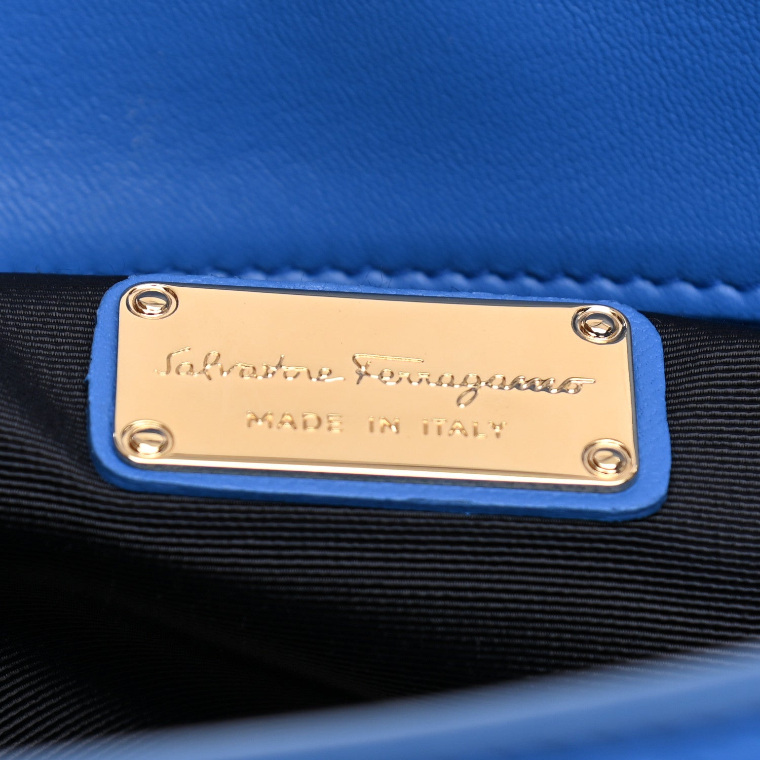 Salvatore Ferragamo Lambskin Logo Embossed Bonnie Tote Turquoise 11 of 15
