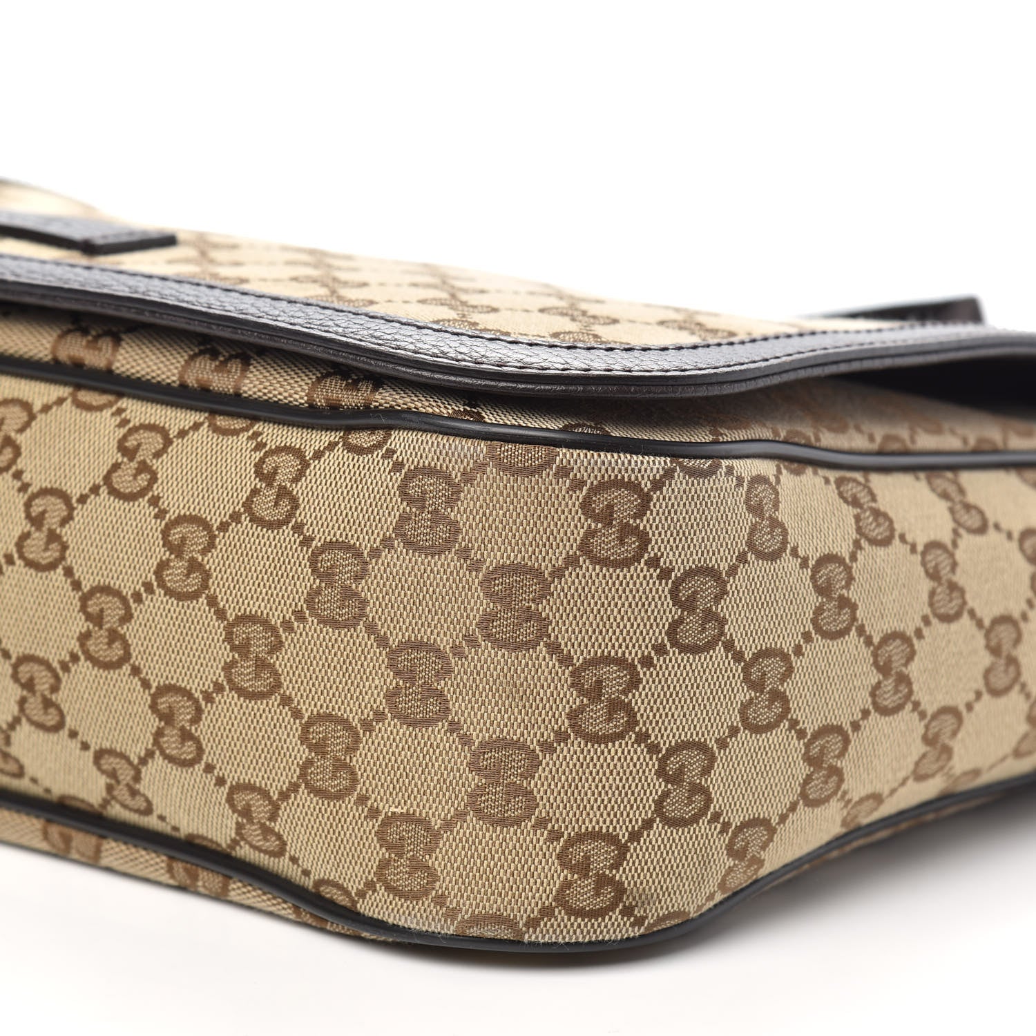 Gucci Monogram Large Flap Messenger Bag Beige Dark Brown 9 of 11
