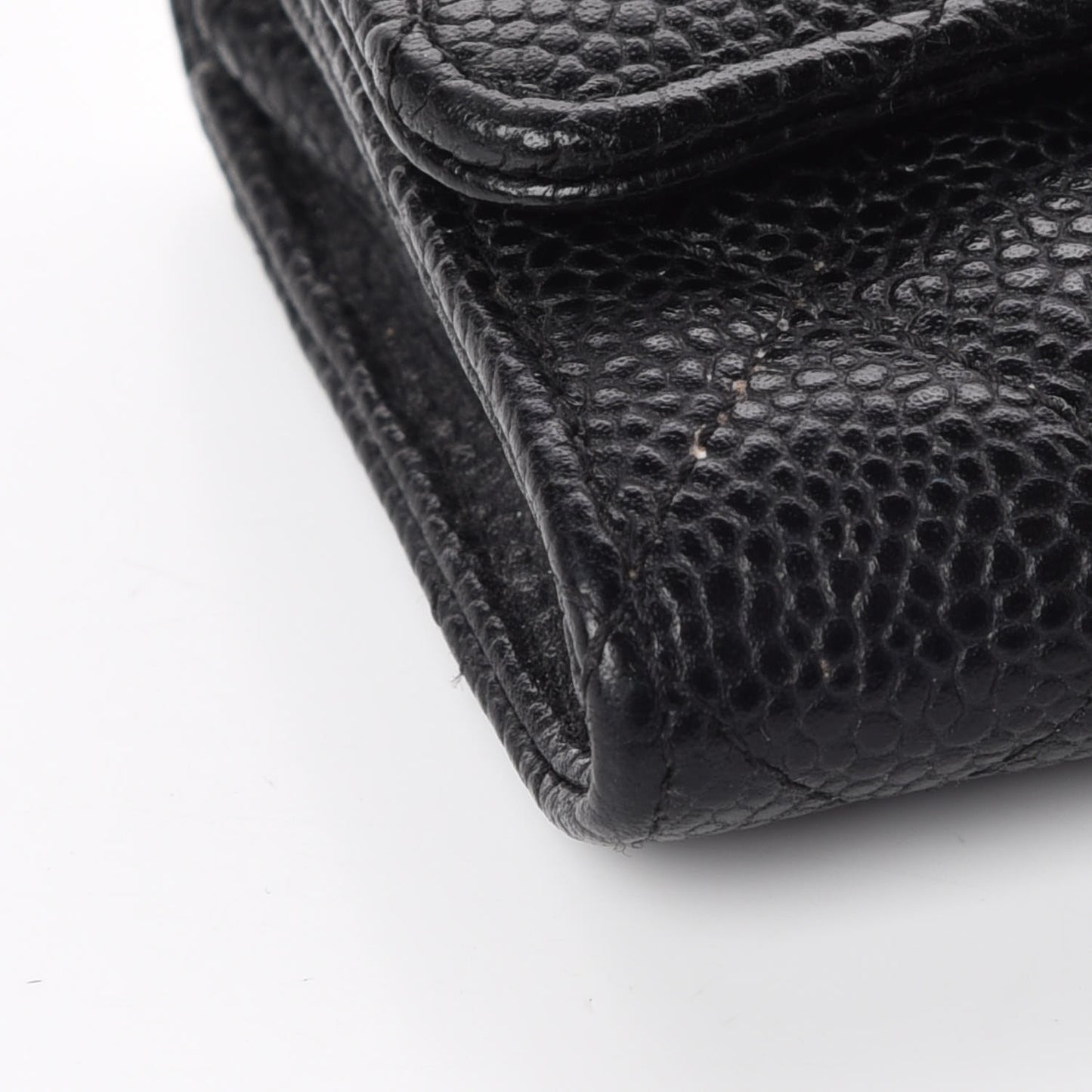 Caviar Quilted Flap Card Holder Black