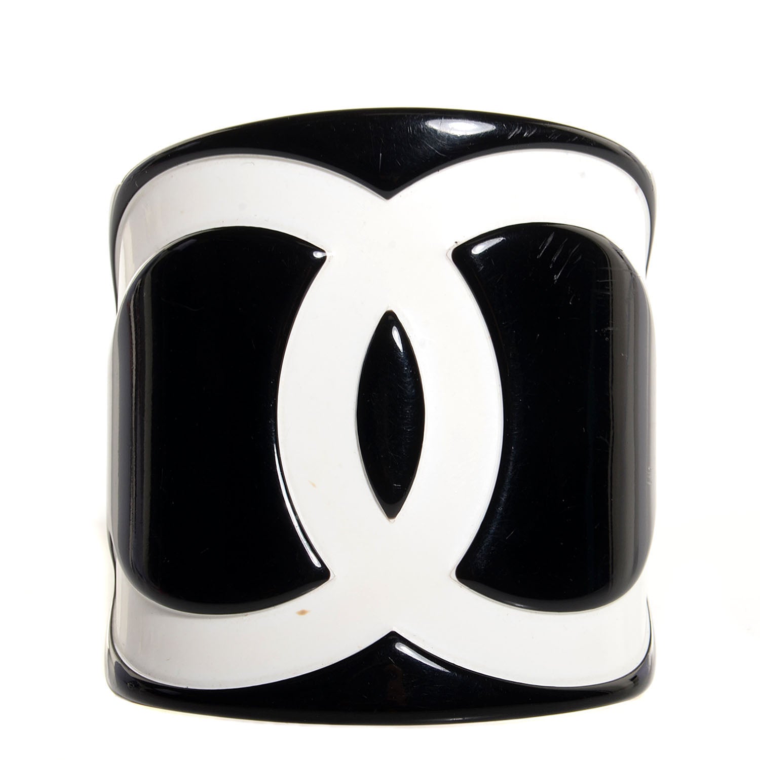 Chanel Resin CC Cuff Black White 1 of 4