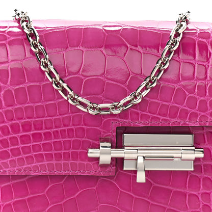 Hermes Shiny Alligator Mini Verrou Chaine Bag Rose Scheherazade 8 of 11