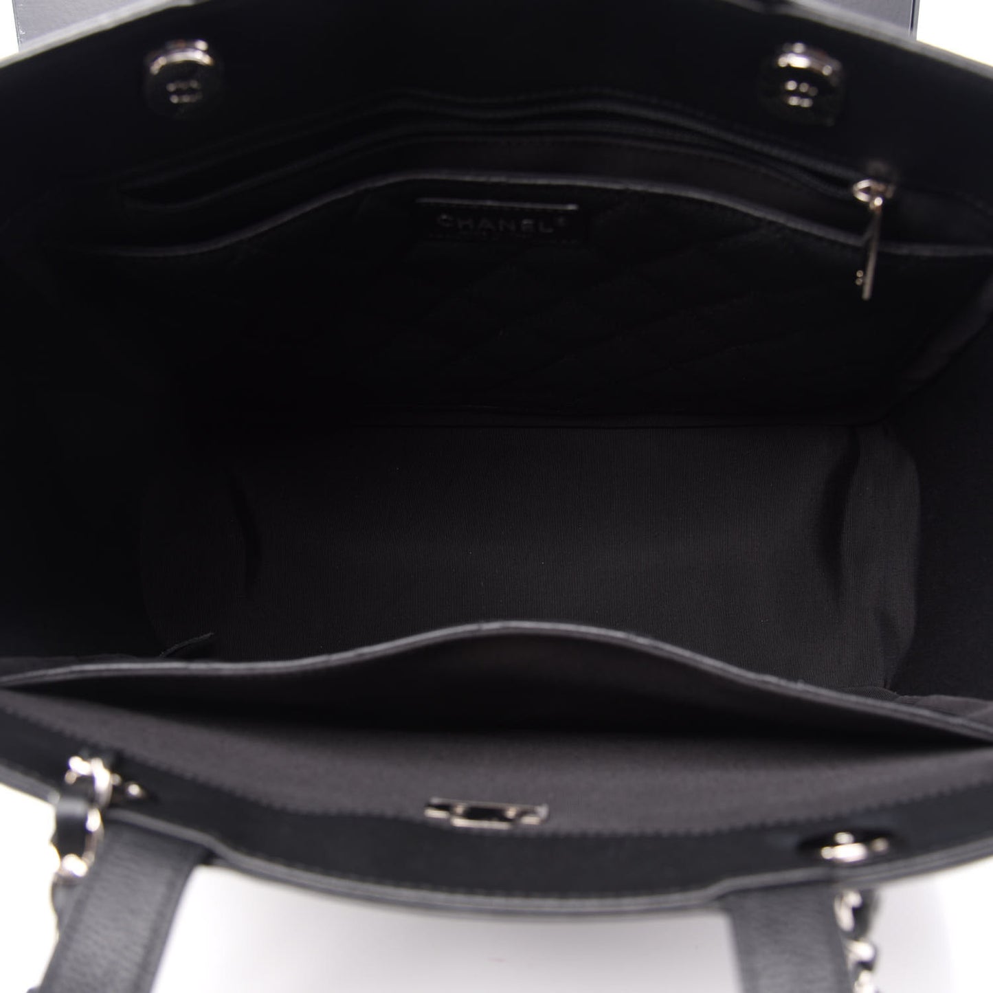 Caviar Quilted Large CC Box Shopping Tote Black
