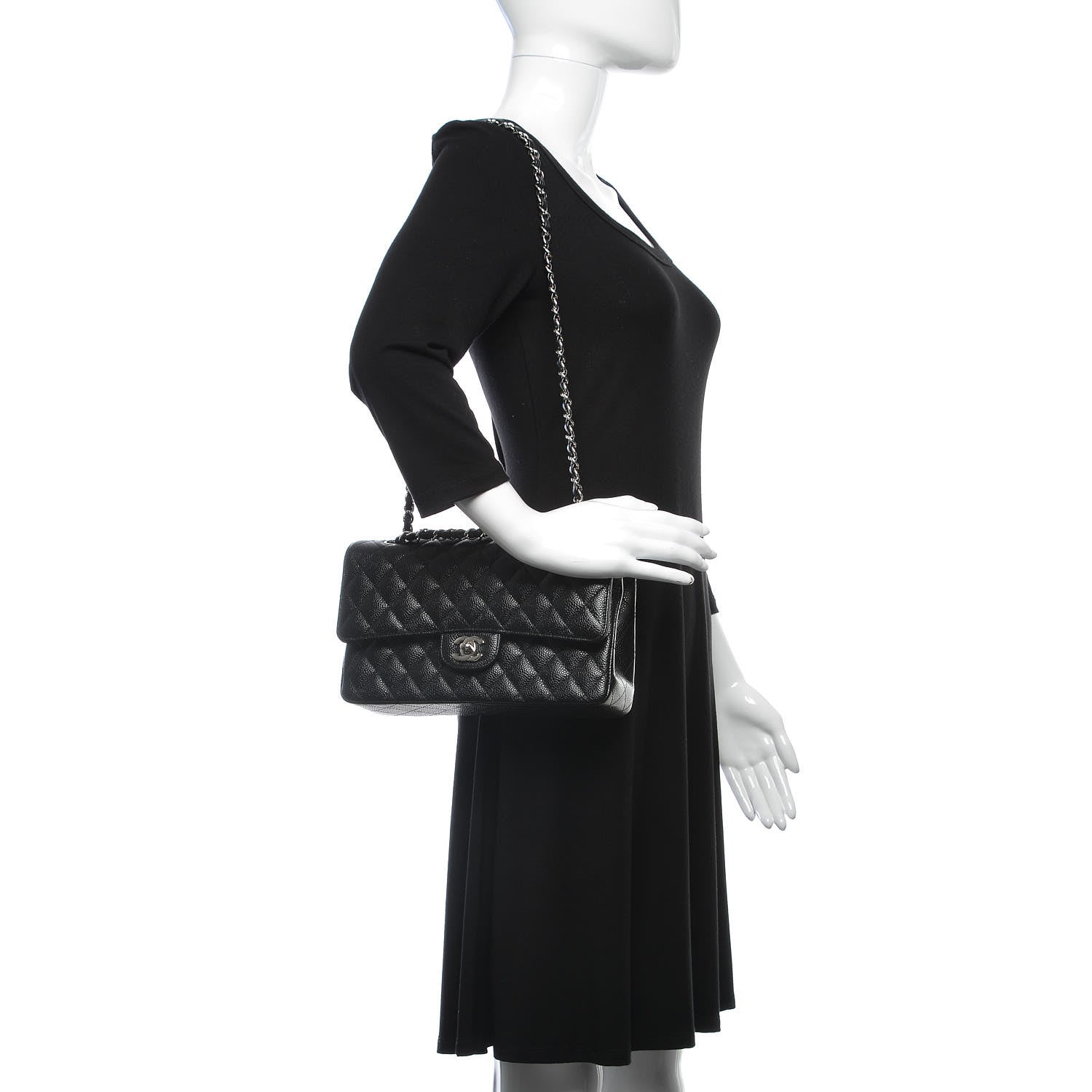 Chanel Caviar Quilted Medium Double Flap Black 2 of 8