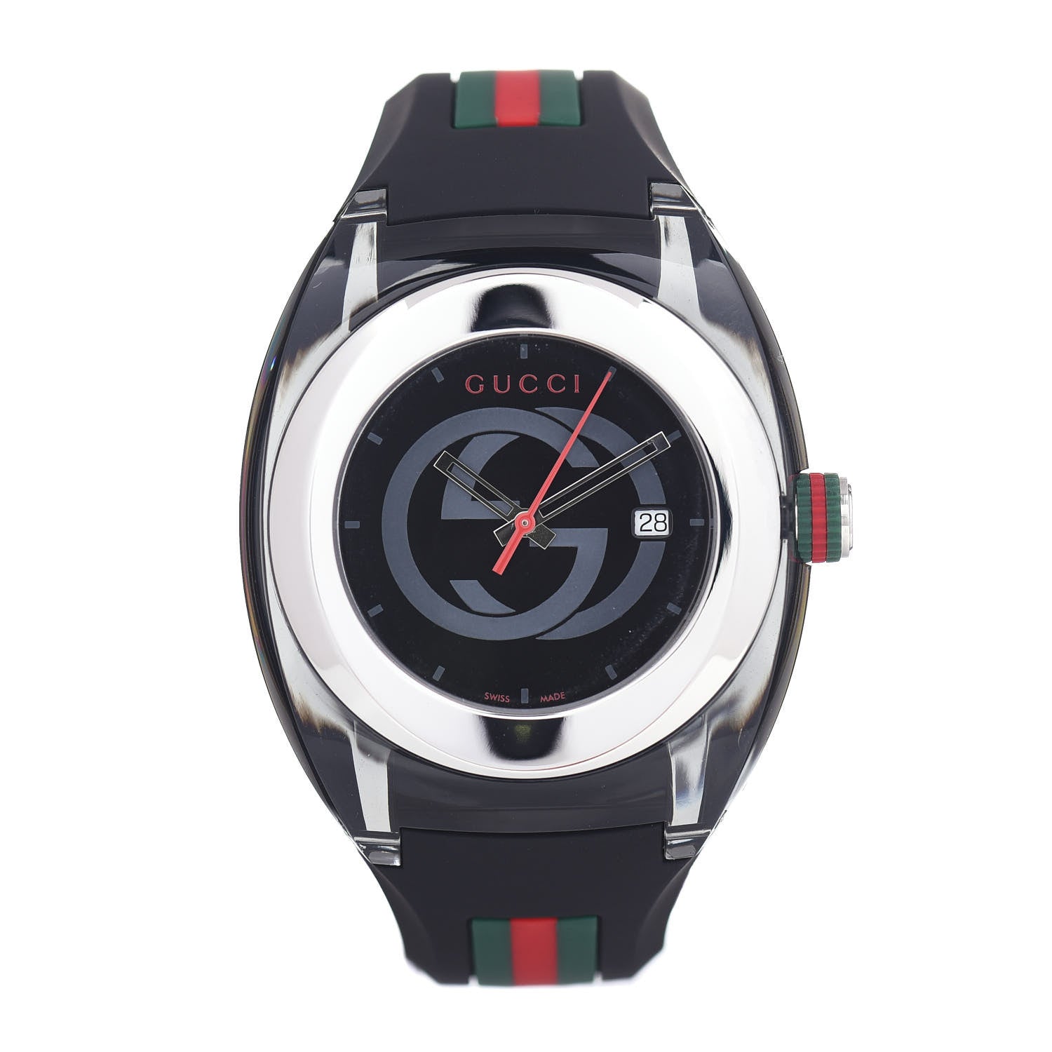 Gucci Stainless Steel Rubber 46mm Sync Web Quartz Watch Black 1 of 4