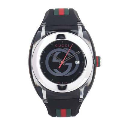 Gucci Stainless Steel Rubber 46mm Sync Web Quartz Watch Black 1 of 4