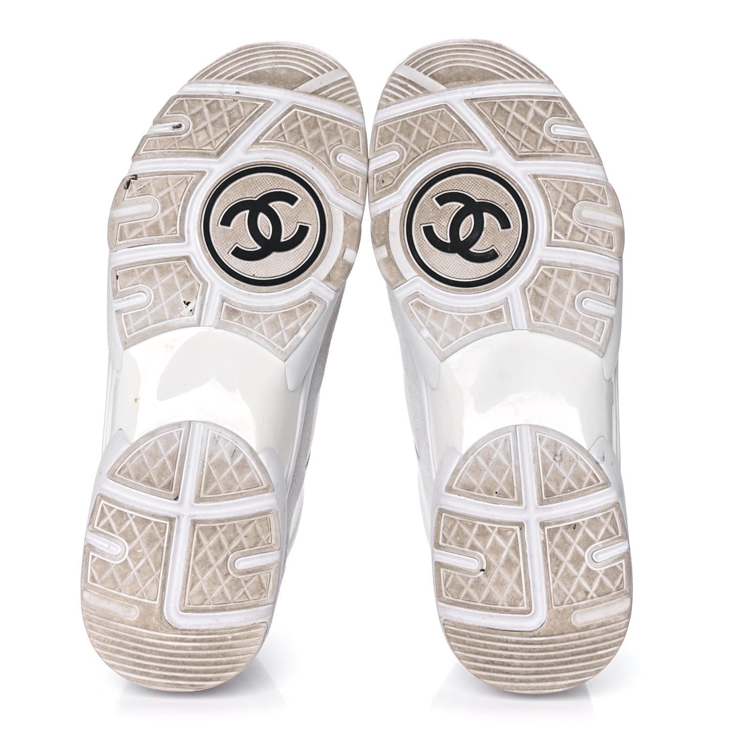 Chanel Suede Calfskin Fabric CC Sneakers 40.5 White 5 of 10