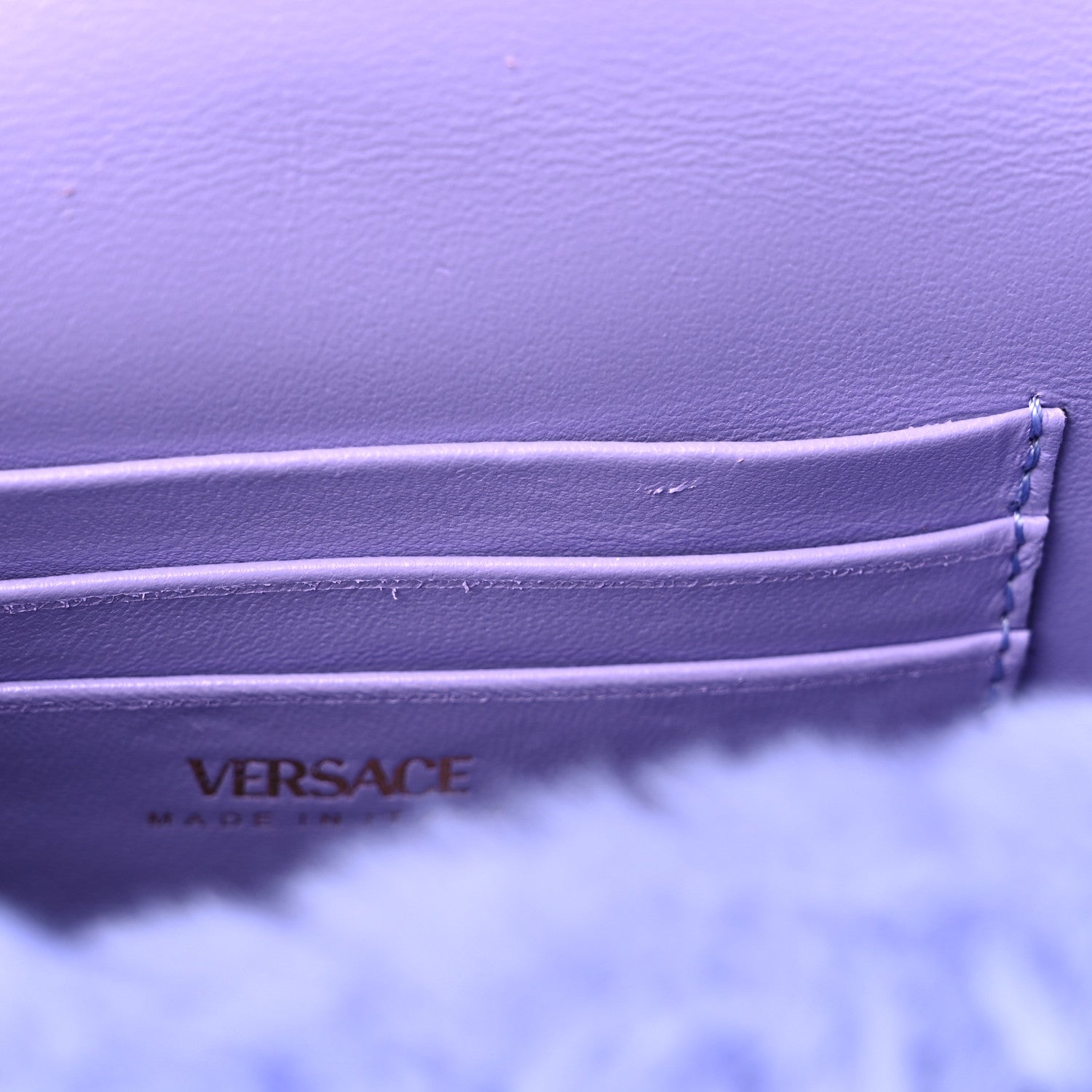 Versace Faux Fur Quilted Virtus Shoulder Bag Orchid 9 of 11