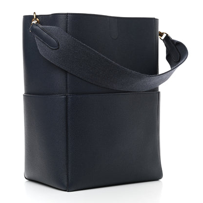 Celine Soft Grained Calfskin Sangle Bucket Bag Navy Blue 2 of 7