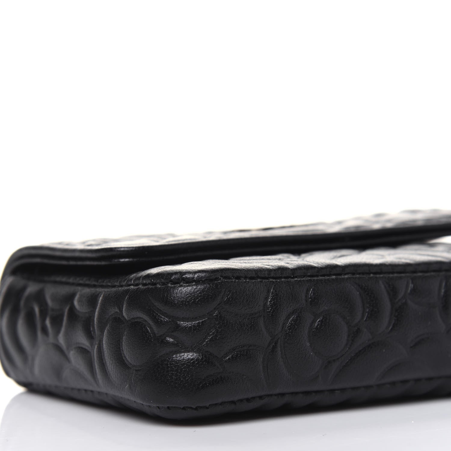 Chanel Lambskin Camellia Embossed Chain Belt Bag Black 9 of 13