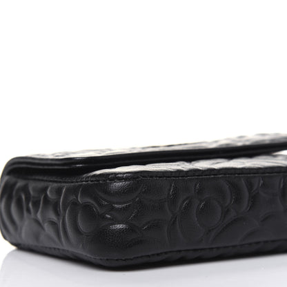 Chanel Lambskin Camellia Embossed Chain Belt Bag Black 9 of 13