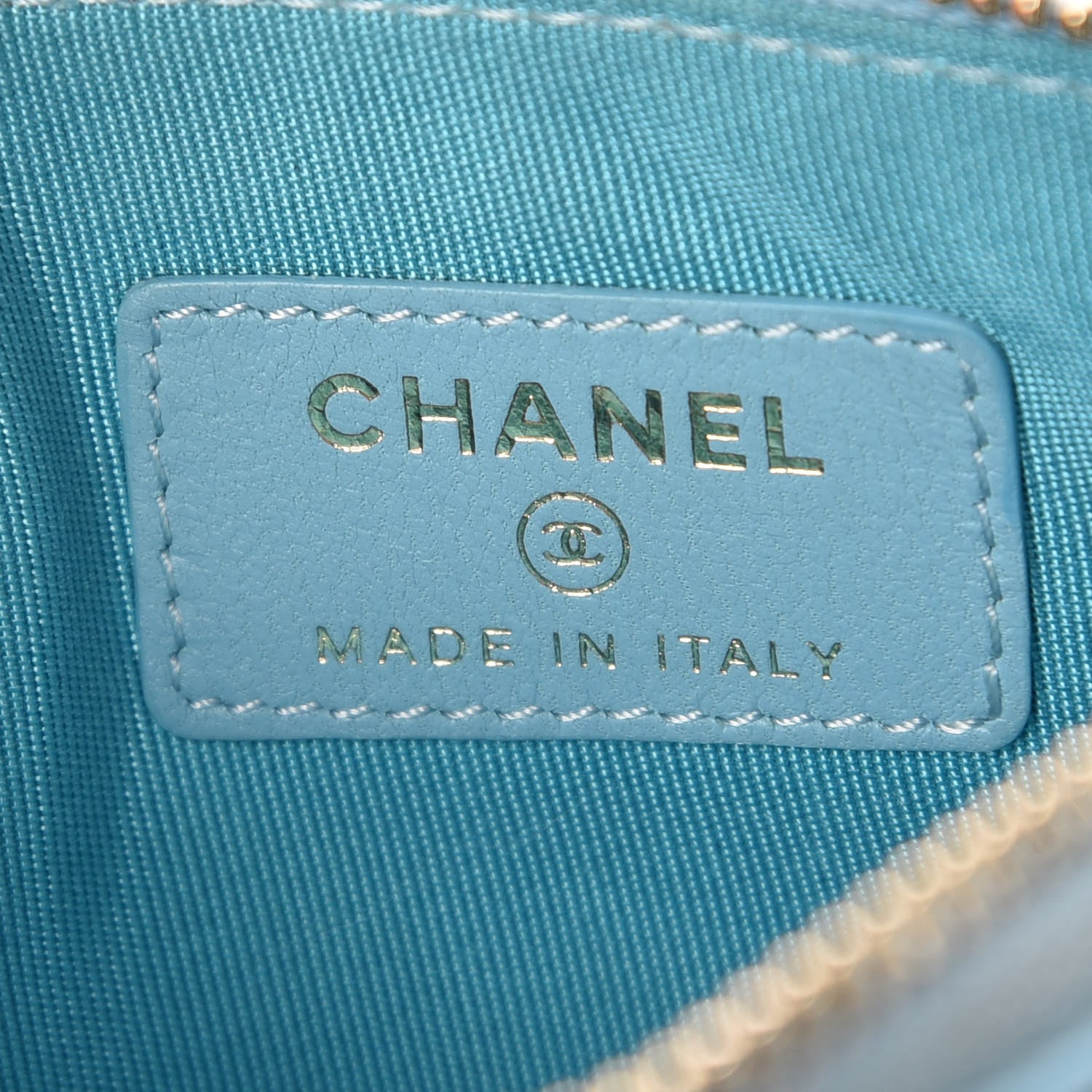 Chanel Lambskin Quilted Small Cosmetic Case Blue 8 of 9