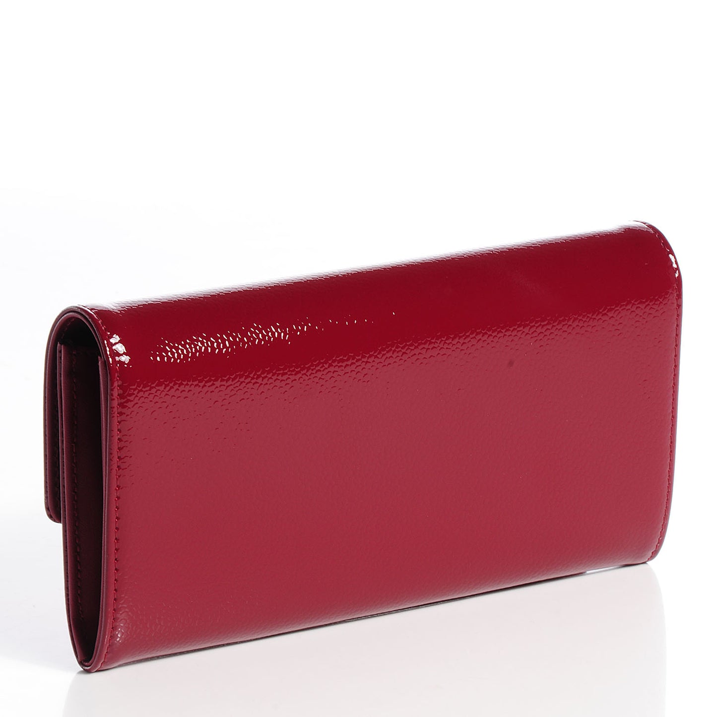 Patent Caviar Timeless CC Large Gusset Flap Wallet Burgundy
