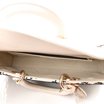 Christian Dior Calfskin Embroidered Lady D-Joy White Black 5 of 12